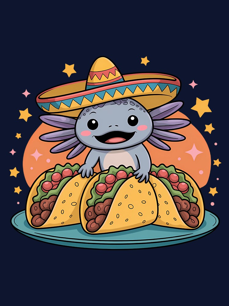 Tacolotl Funny Mexican Axolotl Eats Taco by gourpmerzihd