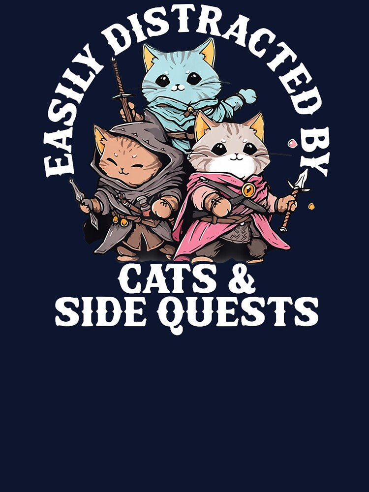 Cats Side Quest Distracted Tabletop Funny Men Women Kids Dad by alber-garnell