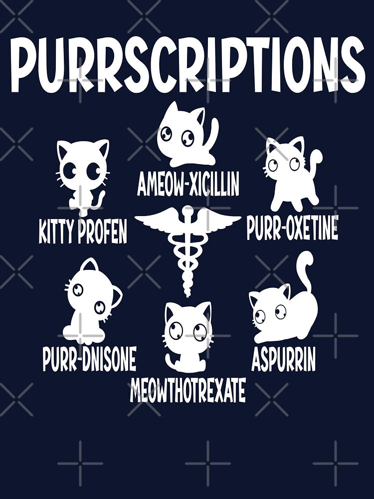 Funny Purrscriptions Pharmacy Cute Cat Pharmacist Technician T-Shirt by Colorfulman