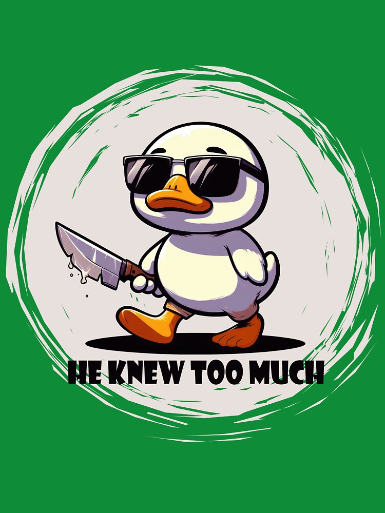 Grim Reaper Duck: 'He Knew Too Much' - Dark and Funny Duck Design by Ali Doodles
