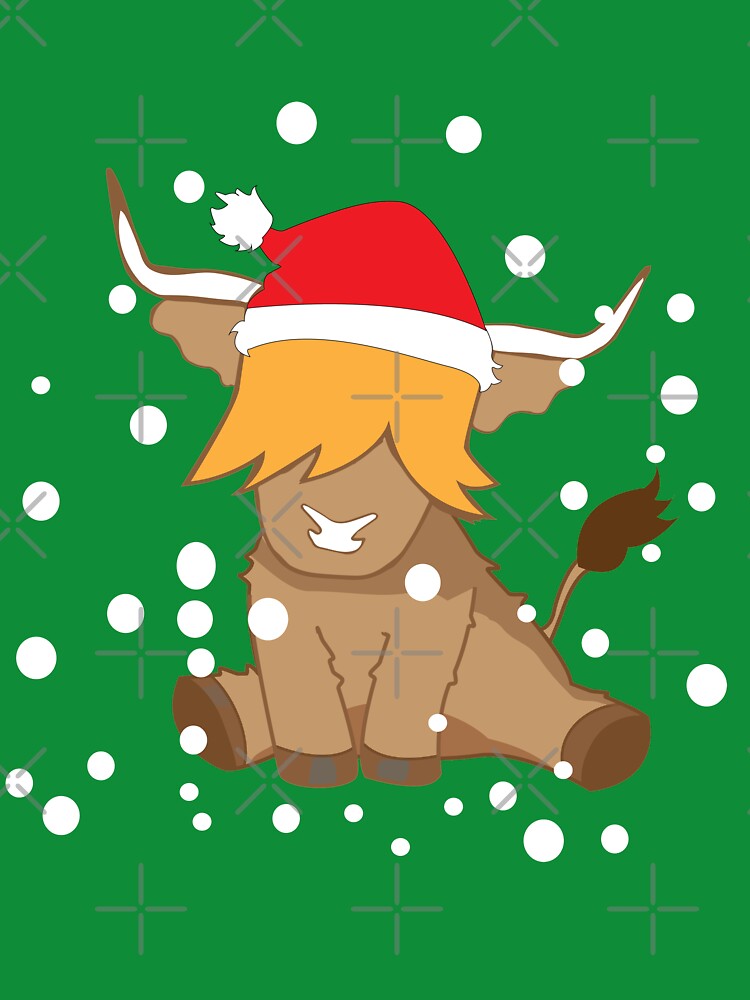 Cute highland cow christmas snow santa hat by Ayelandco