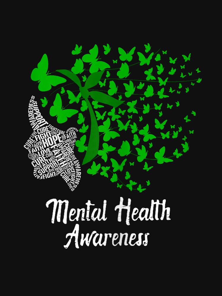 Womens Mental Health Awareness Butterflies Green Ribbon Girl T-Shirt by VioraShopNow
