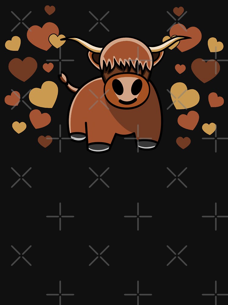Highland Cow Surrounded By Hearts by eternallygifted