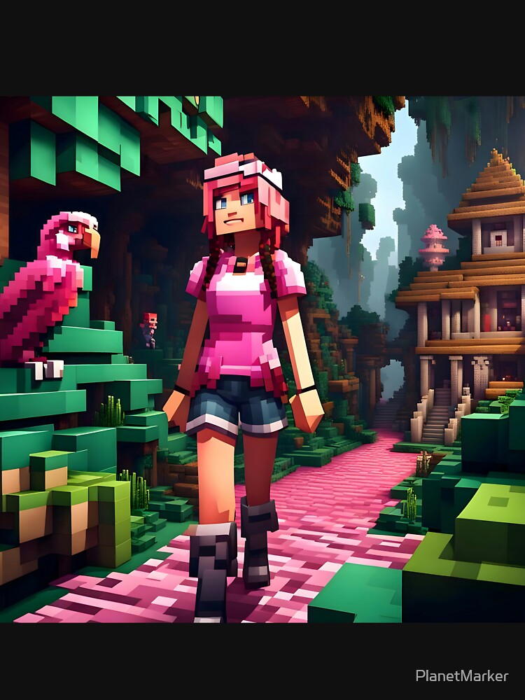 Pink Girl In Pixel Art, Dream House by PlanetMarker