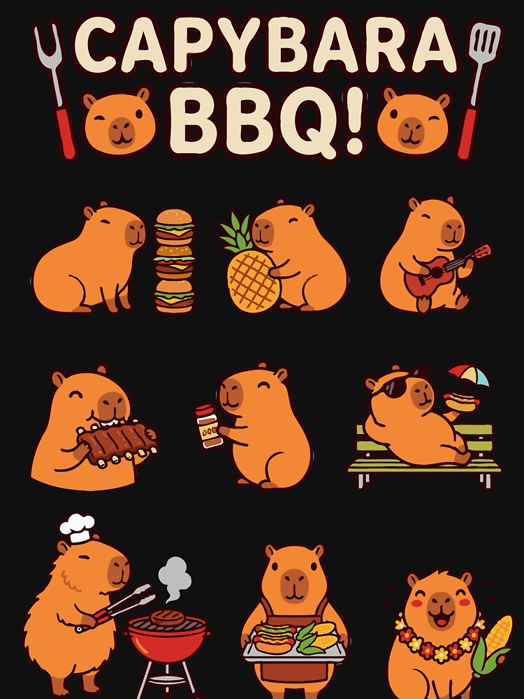 Capybara BBQ Cocktail Sticker Sheet - Tee by RedStreamStudio