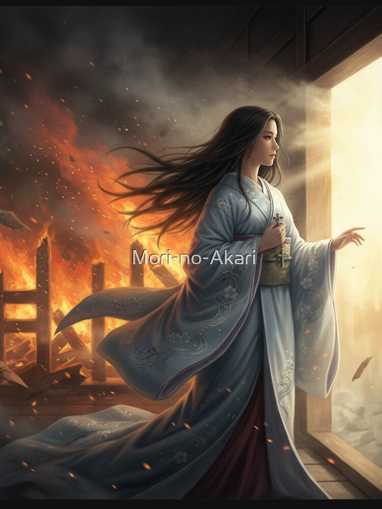 Garasha — A Prayer Beyond the Flamesガラシャ ― 炎を越える祈り | Japanese Warlord Art by Mori-no-Akari