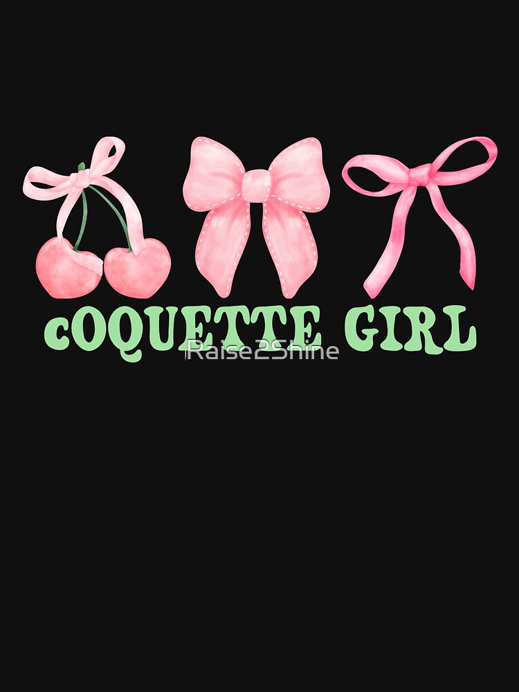 Pink Coquette Girl Cherry, Ribbon, and  Bow Design by Raise2Shine