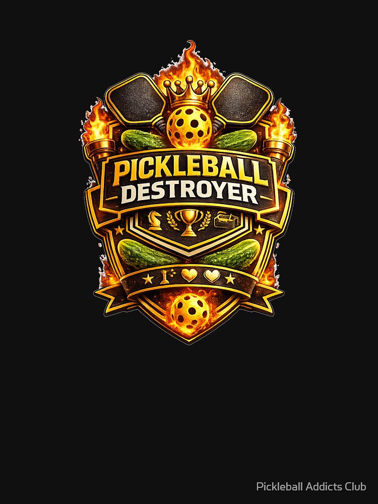 Pickleball Destroyer – Court King Pickleball Player Graphic | Funny Pickleball Paddle Sports Design by Pickleball Addicts Club