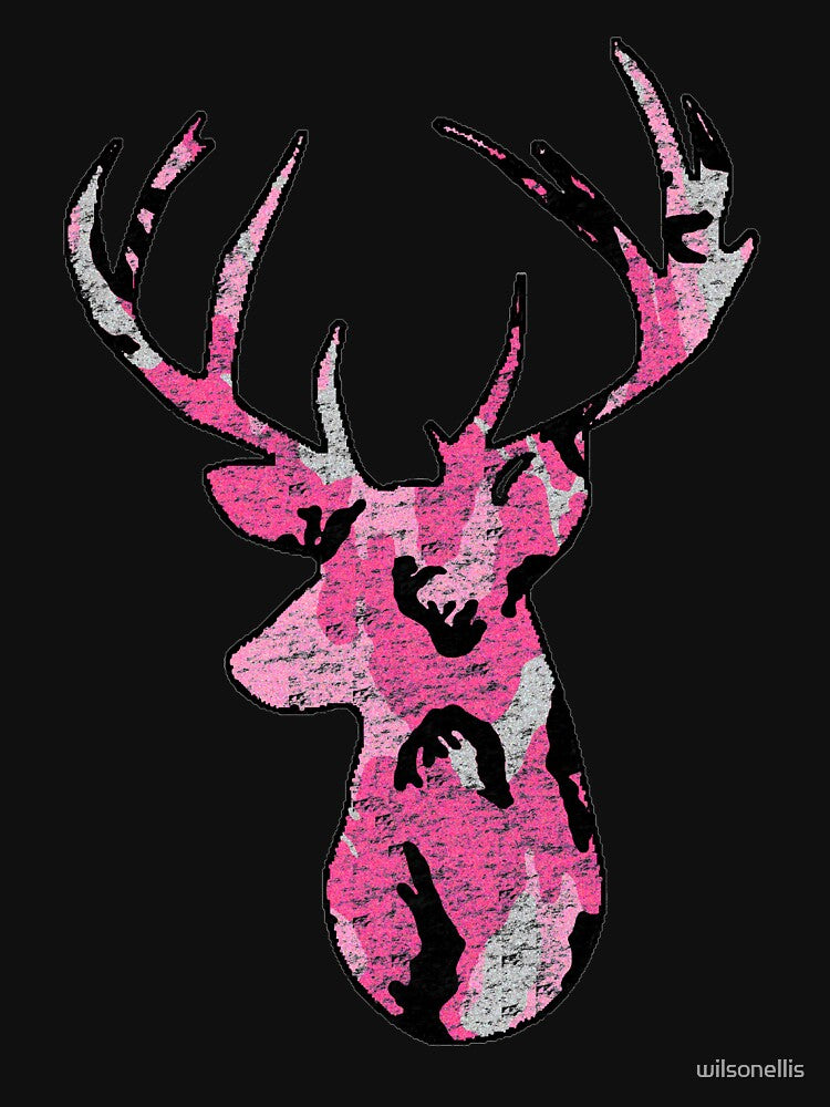 Deer Hunting Buck Head Pink Distressed by wilsonellis