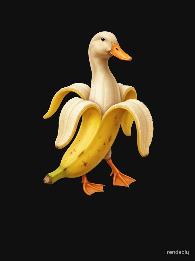 Duck in Banana Funny T-Shirt | Cute Duck Fruit Meme Animal Graphic Gift by Trendably