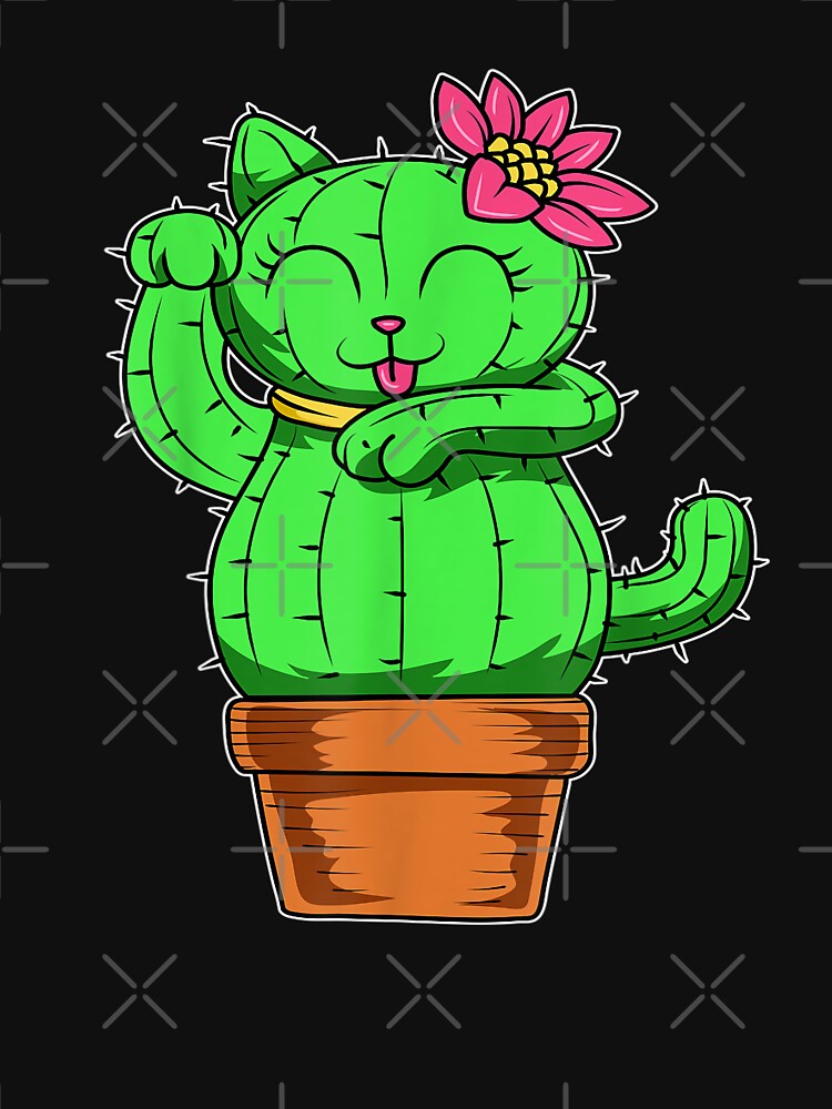 Cactus Cat Gardener Garden Cactacea Succulent Plant Cacti T-Shirt by Larcossee ⭐⭐⭐⭐⭐