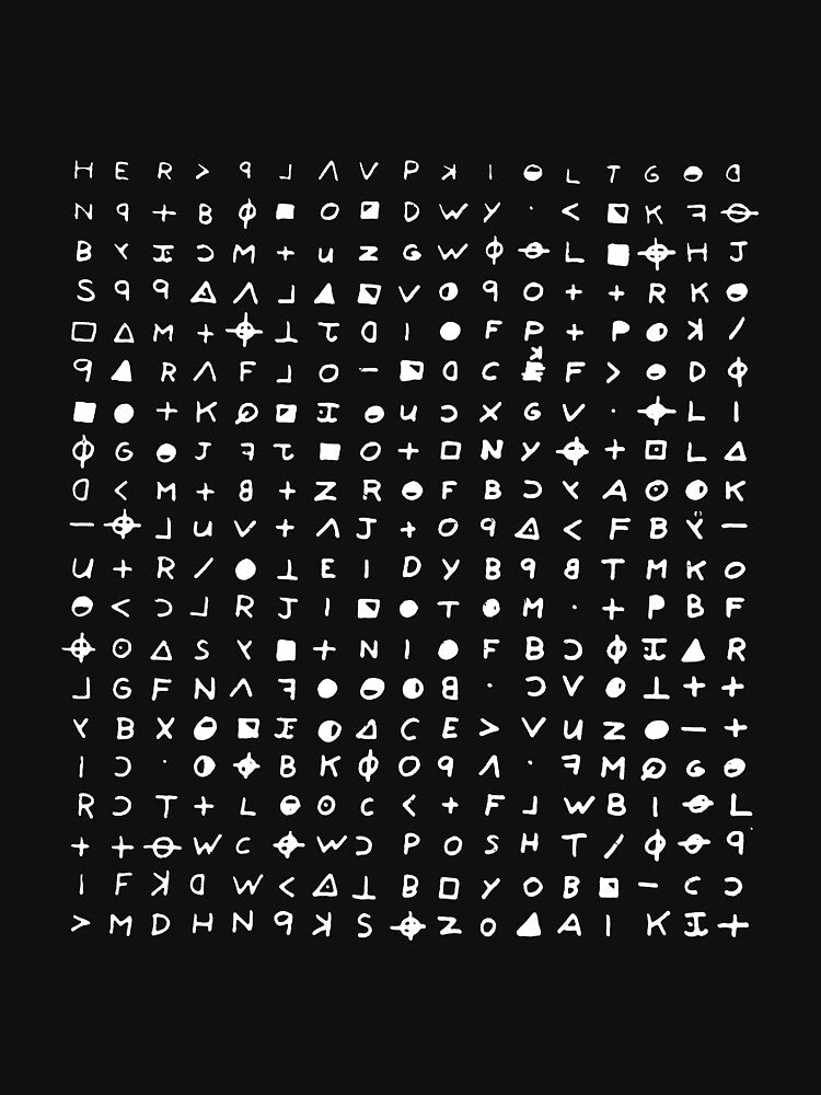 Zodiac cypher design in white by Mr Brigzy