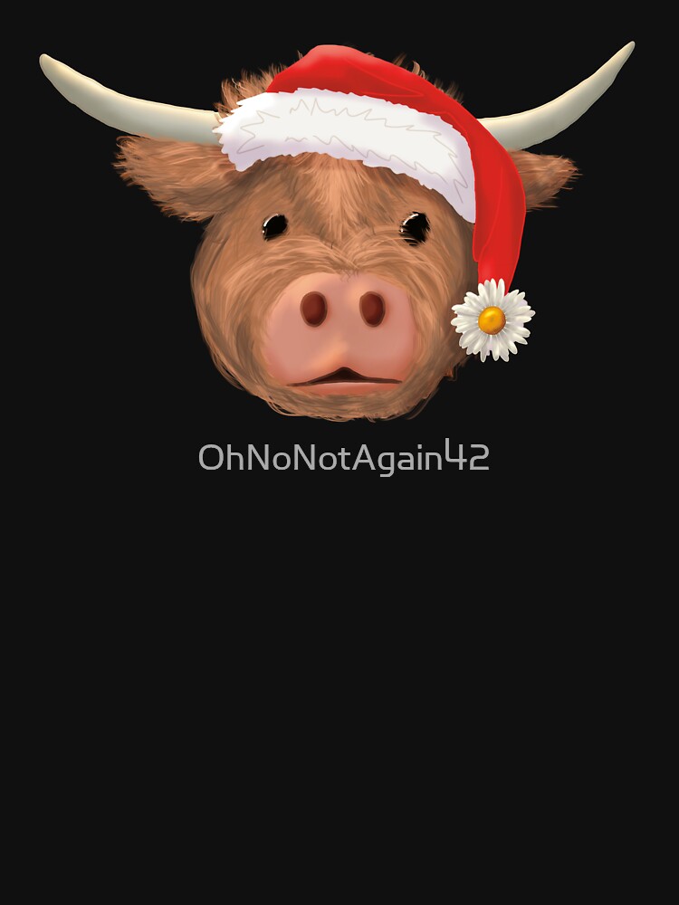 Hoofing around at Christmas, Highland cow Santa hat by OhNoNotAgain42