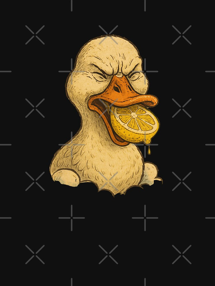 Duck eating lemon by V & I