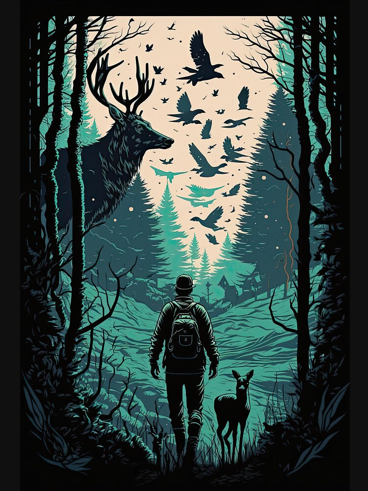 Gone deer hunting illustration by Andrew Lomax