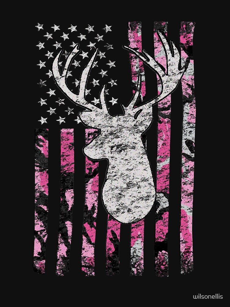 Deer Hunting Buck Pink Camouflage Flag by wilsonellis