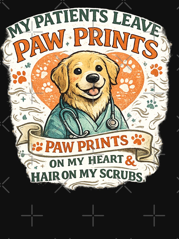 Cute Golden Retriever Vet Paw Prints Design by Feral Feline