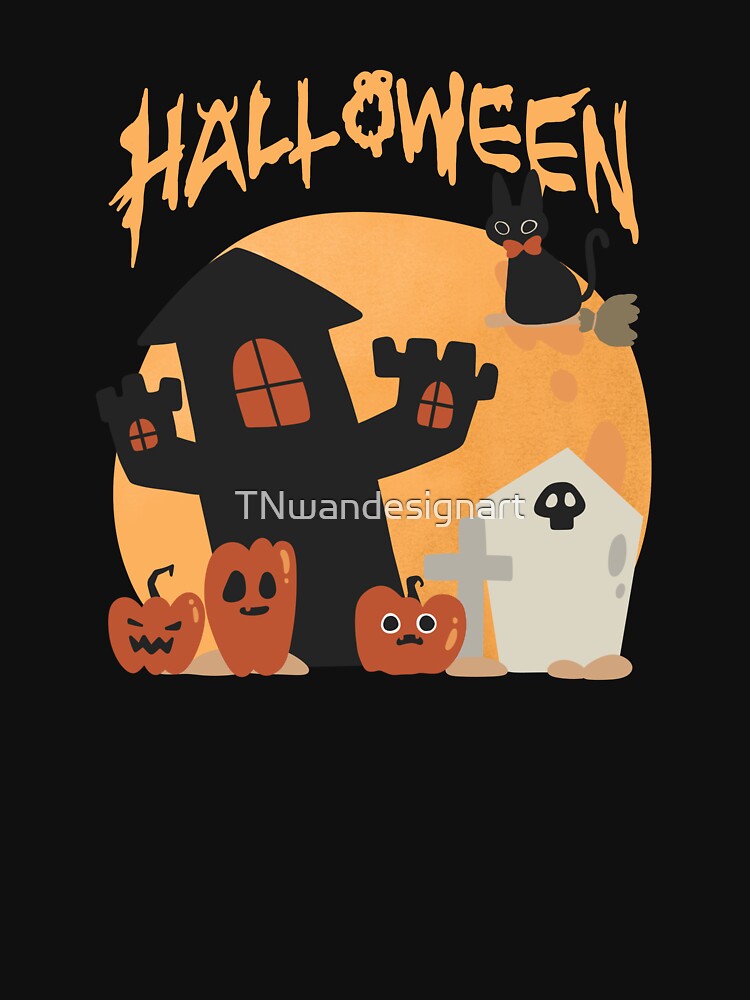 spooky boo black cat - funny halloween horror full moon  party groovy vintage by TNwandesignart