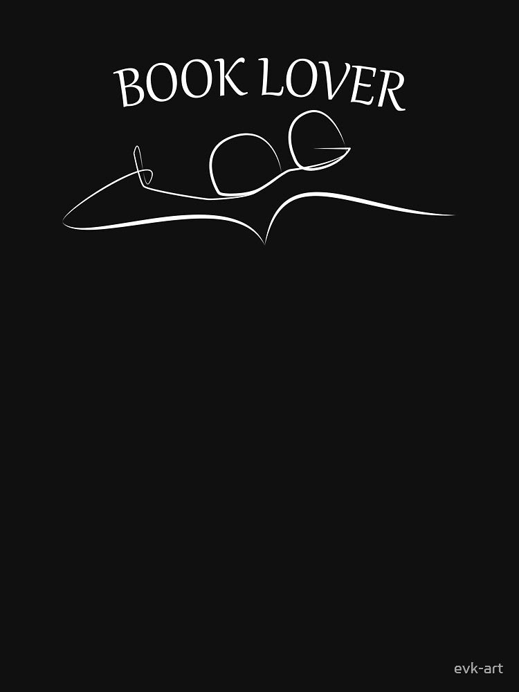 Book lover quote and book with glasses one line drawing. White color by evk-art