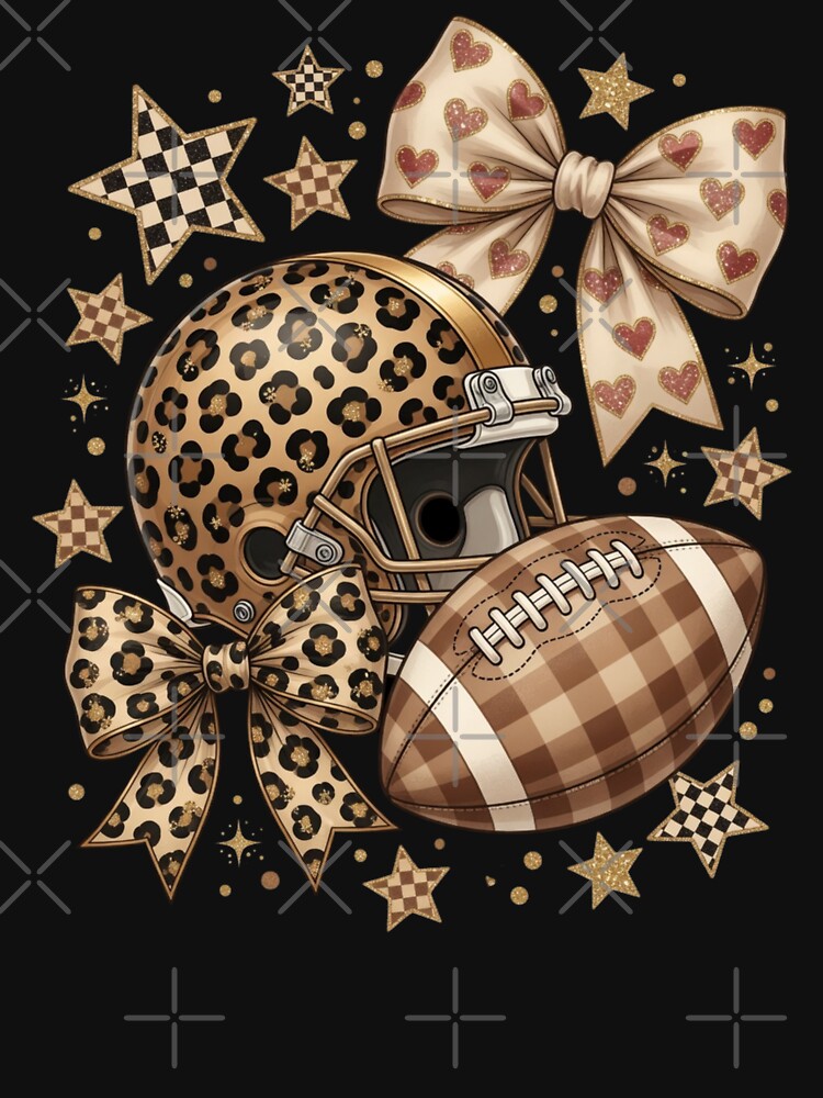 Preppy Leopard Football Bow Football Game Day Mom Girl Women by CF_VintageDesign