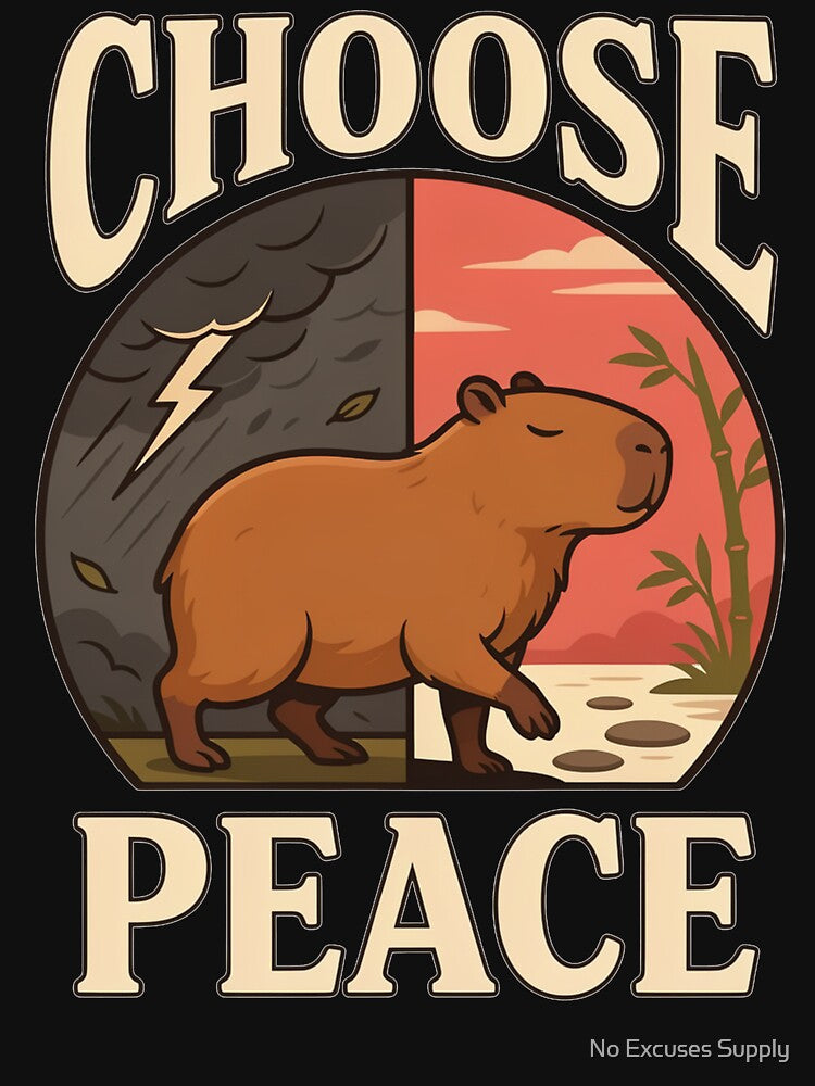 Choose Peace Capybara – Vintage Stoic Nature Design by No Excuses Supply