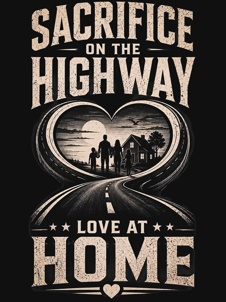 Sacrifice On The Highway Love At Home - Trucker Family T-Shirt by Haque Designs