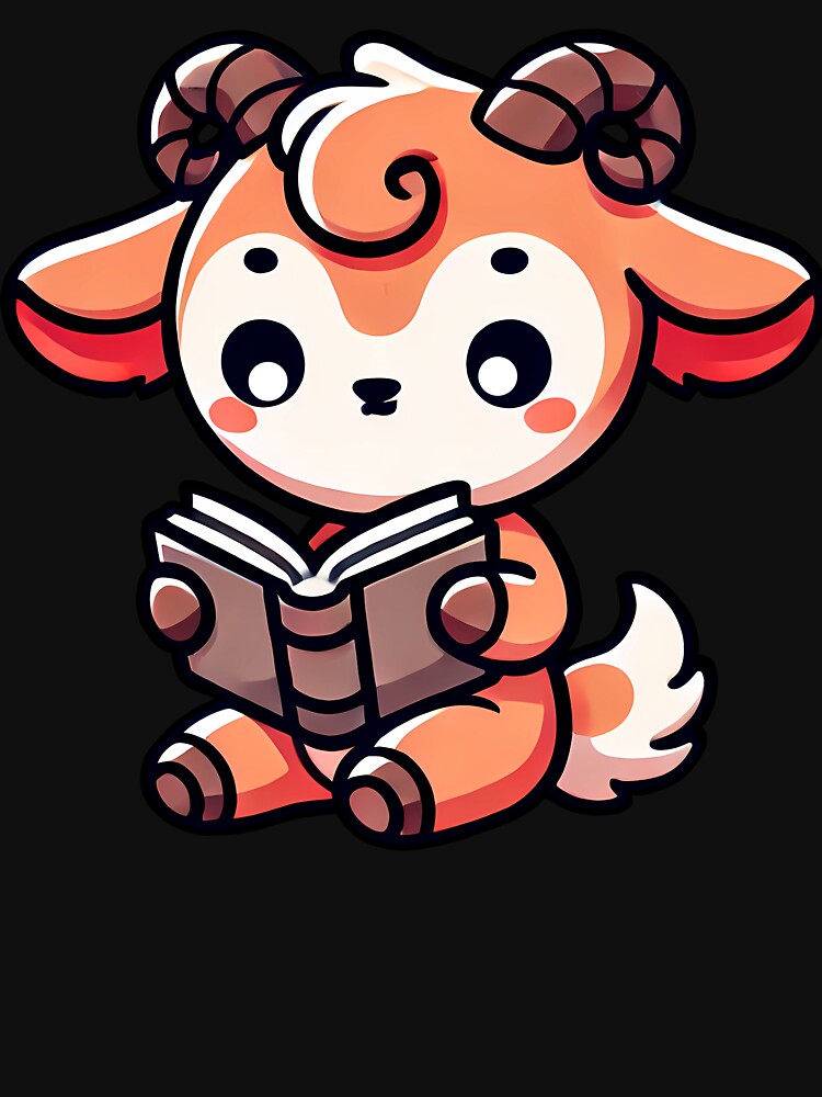 Adorable goat reading book by CharmSpell