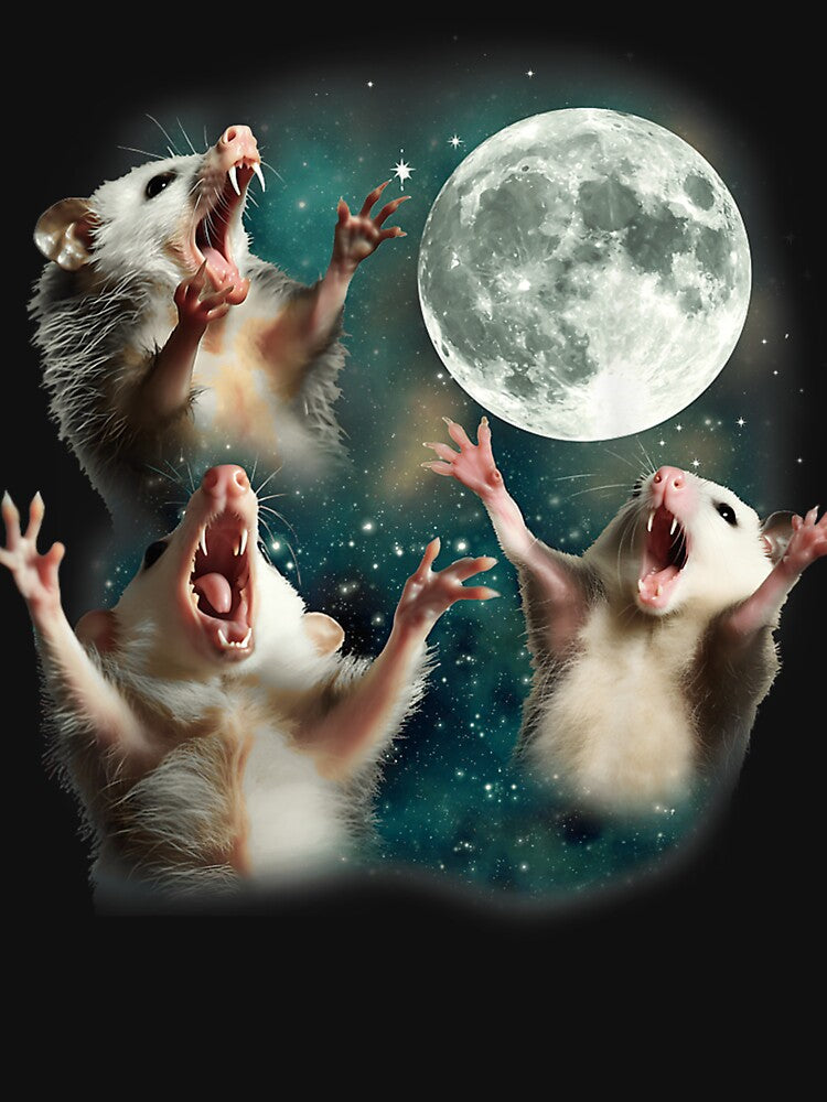 Three Possum Moon  3 Opossum Funny Weird Cursed Meme For Men Women by BrynleeLam