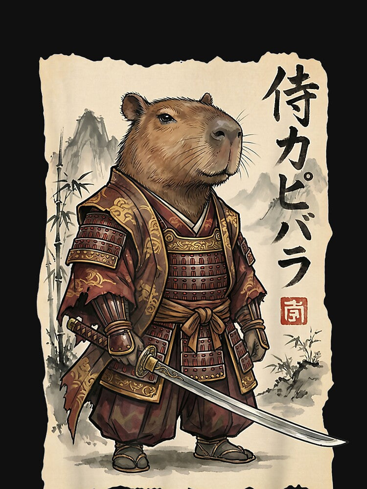 Samurai Capybara Japanese Art Vintage Graphic Funny Animal Art for Men Women Kids , Capybara Gift Lover by DZIRI NAJAT