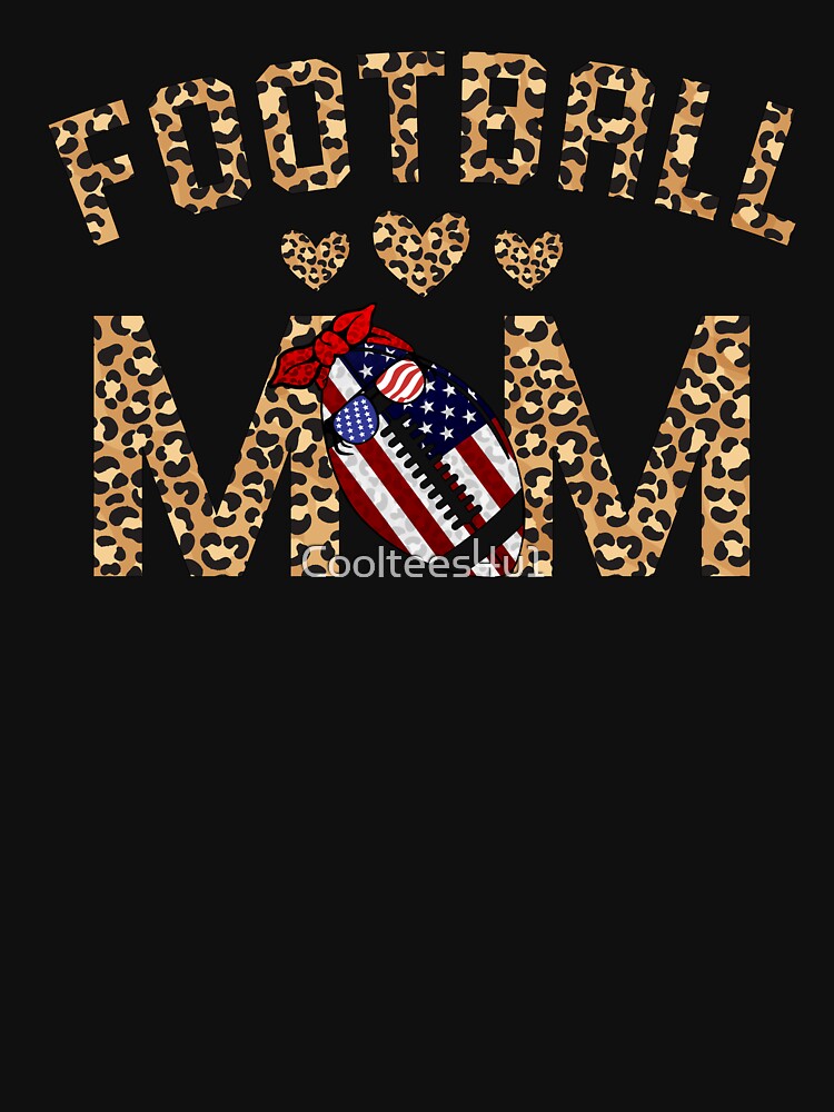 Football Mom Jaguar Cheetah Heart American Football Mom T-Shirt by Cooltees4u1