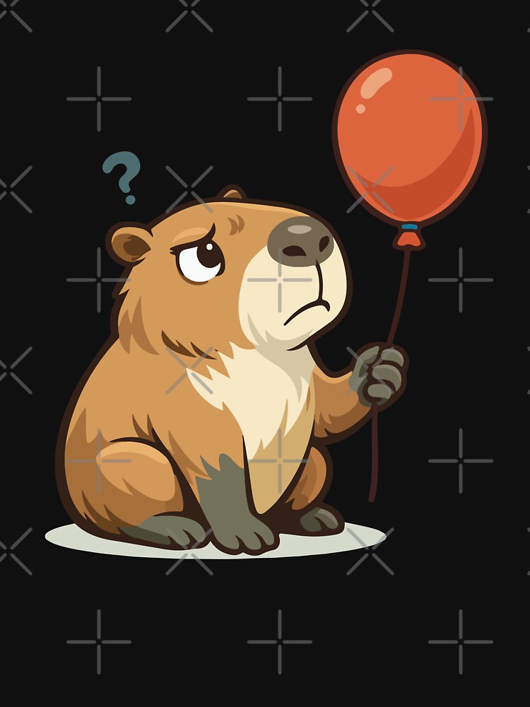 Curious Capybara Cartoon with Balloon by stylishdzign