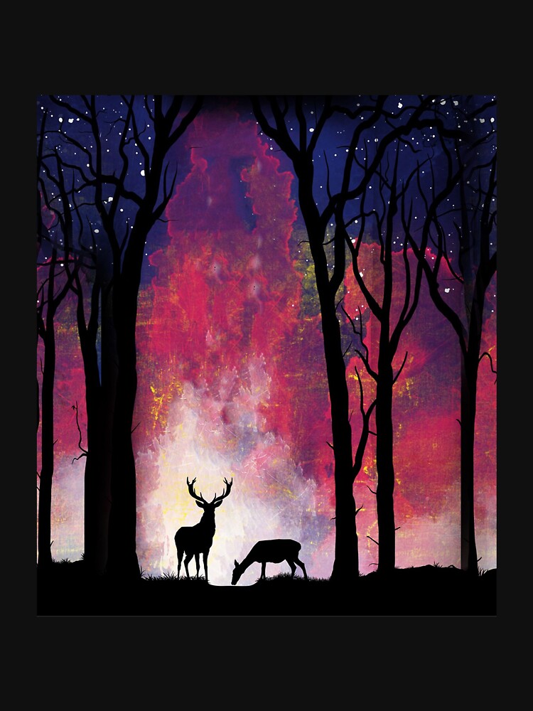 Hunting Deer Wife To Husband Couple Love Purple Forest Scene by CindyHagen