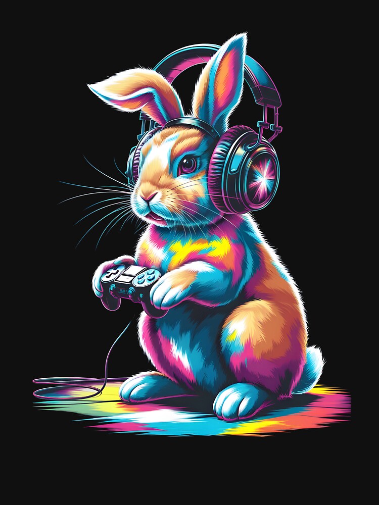 Easter Day Rainbow Cute Bunny Funny Boys Girls Kids Gamer by TalalosART