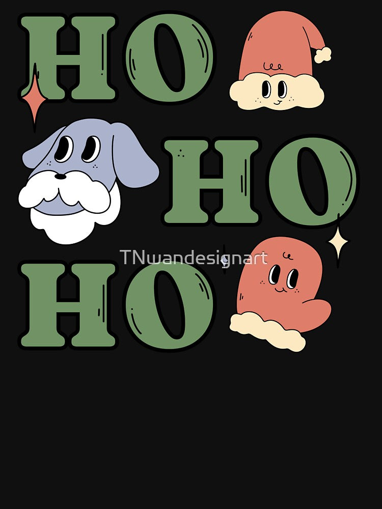 Ho Ho Ho Christmas Santa dog groovy retro vintage funny family xmas time by TNwandesignart