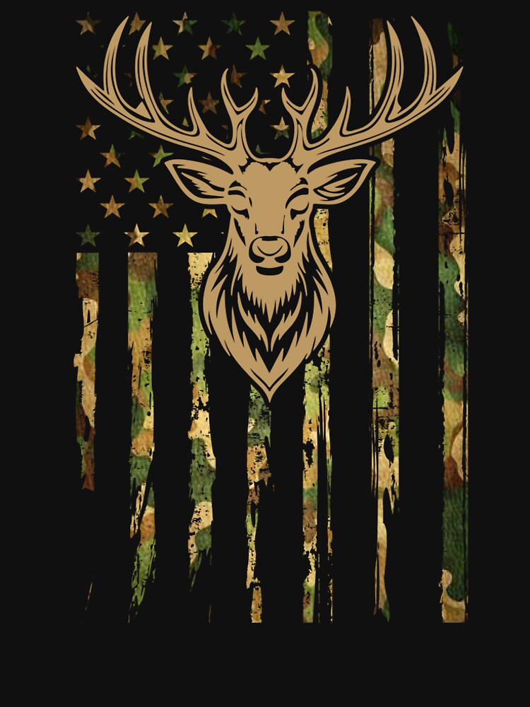 American Deer Hunting Camo Flag Wildlife by dianadouri