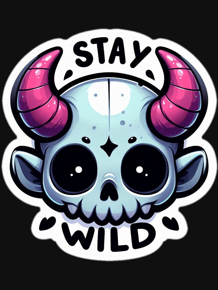 Alien Wildness: Cute  Horned Alien Skull says: Stay Wild by MrDarkRealm