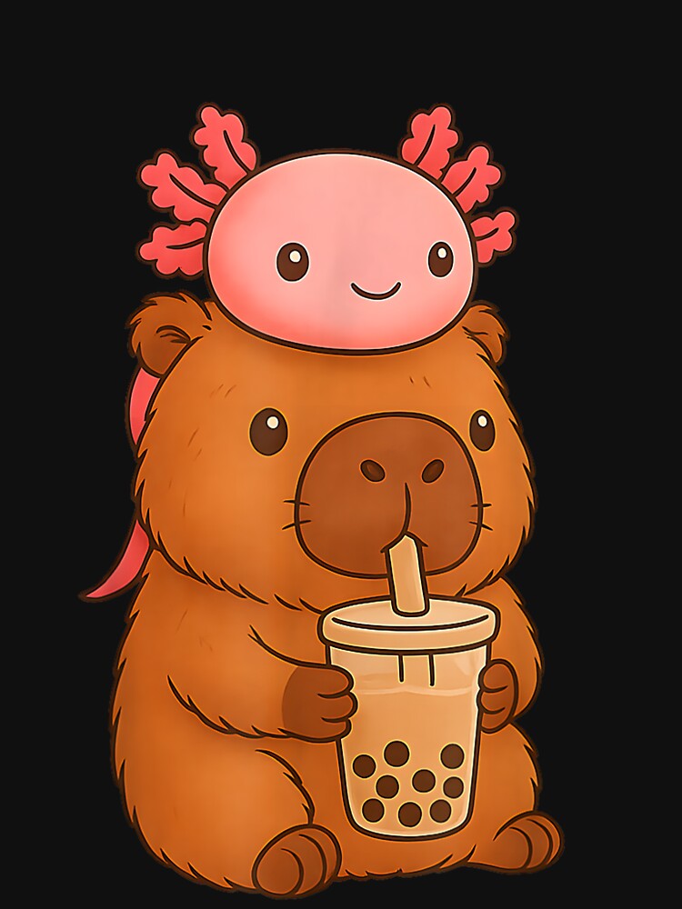 Cute Kawaii Bubble Tea Axolotl Capybara Art for Men Women Kids , Capybara Gift Lover by DZIRI NAJAT