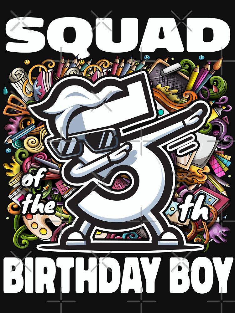 Squad of Dabbing Artists Kids Art 5th Birthday Boy by Jungle Hub