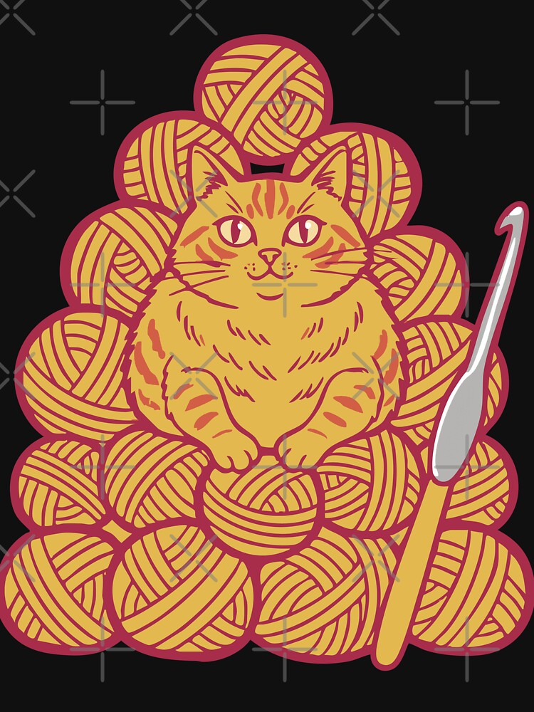 Funny Crochet Cat With Yarn Pile Crochet Lover by LuminOrb