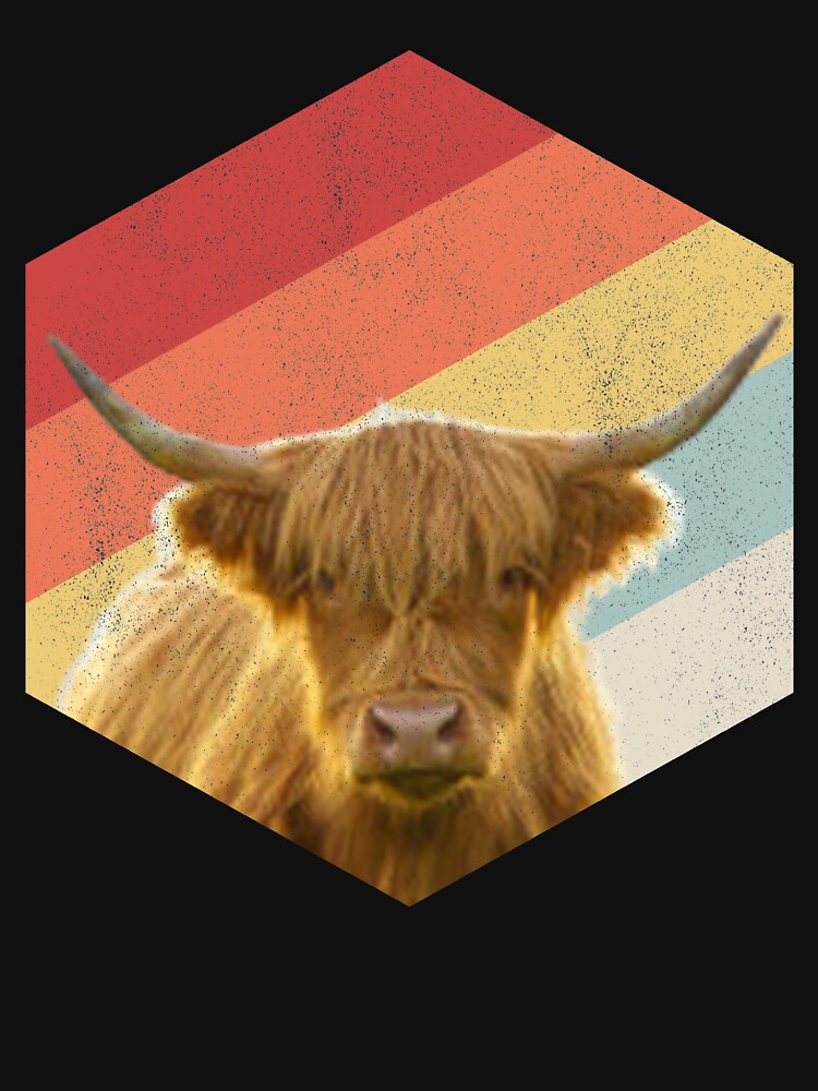 highland cow art retro vintage highland cattle gifts by alaechamlal