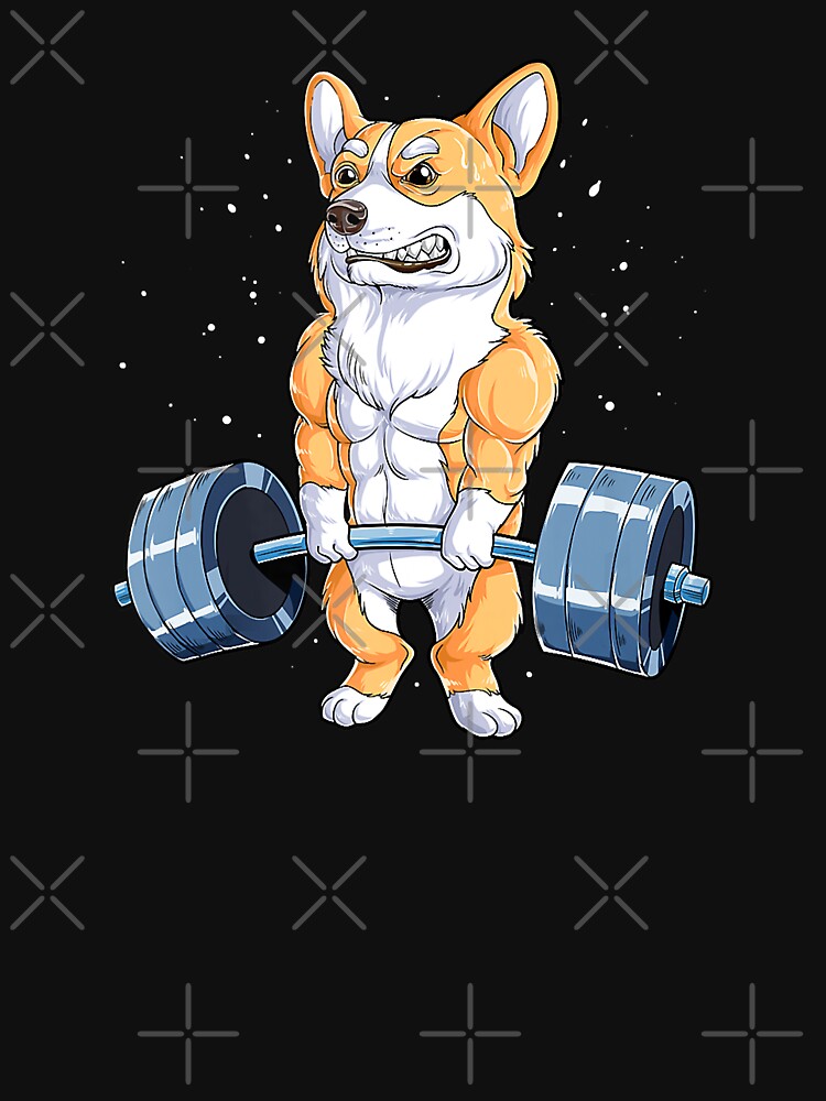 Corgi Weightlifting Funny Dog Deadlift Fitness Gym Workout by GeorgiHeyward