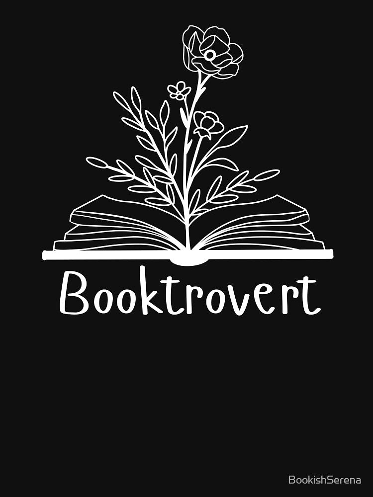 Booktrovert Bookish Aesthetic Book Lover Open Book With Flower by BookishSerena