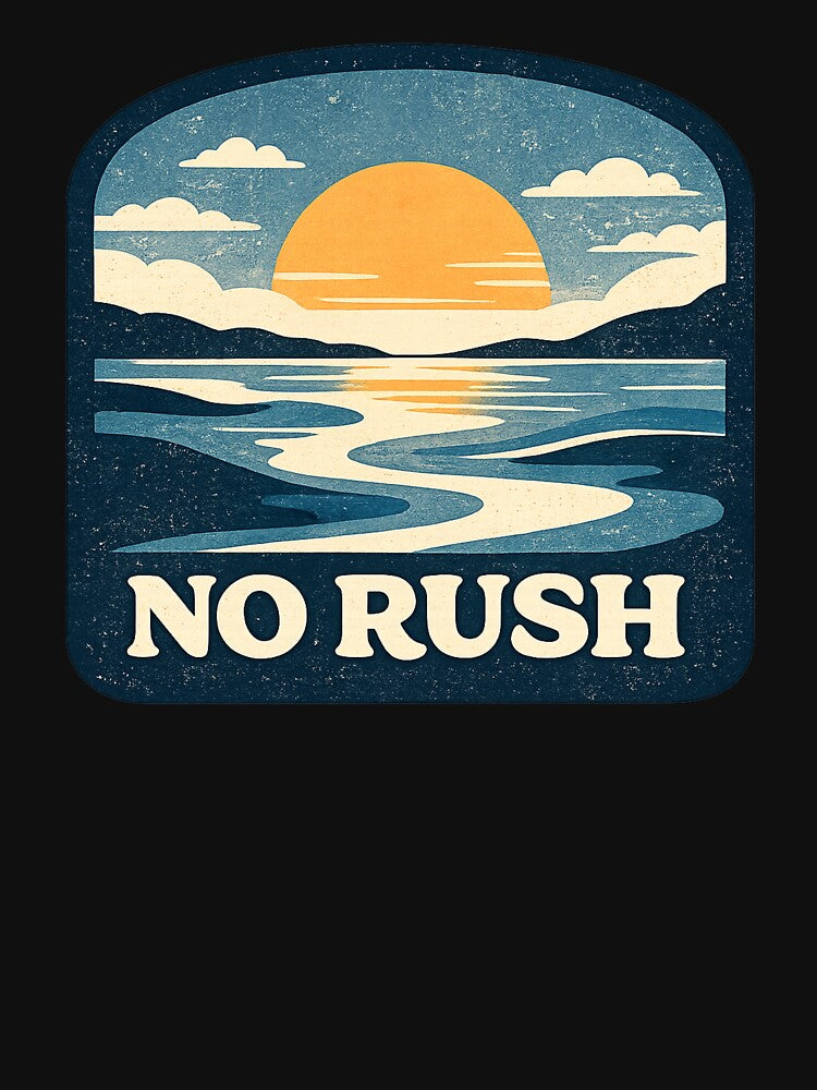 No Rush Retro Sunset Ocean Vintage Design by PotatoMarket