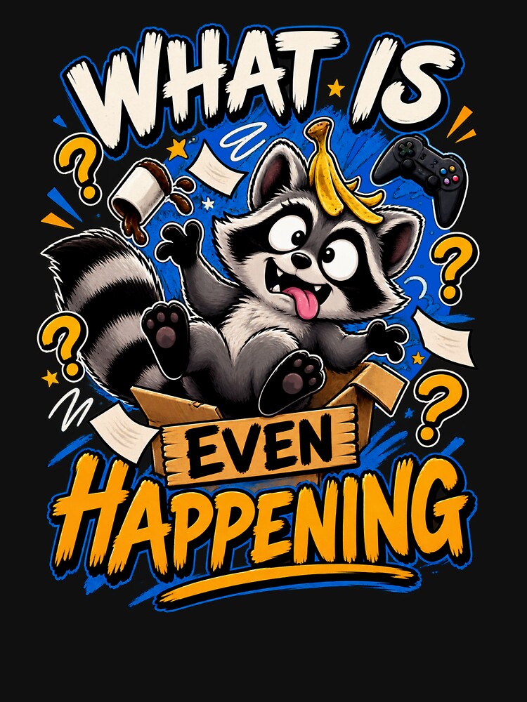 What is Even Happening Raccoon Gamer T-Shirt – Funny Gaming Graphic Tee by Artimax-Studio