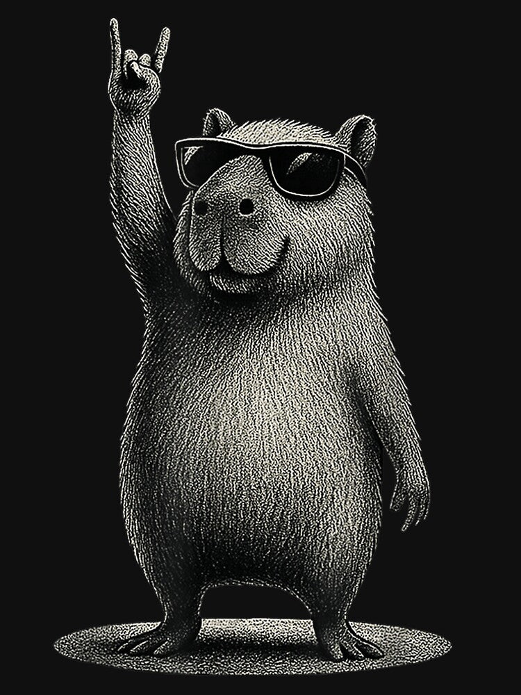 Retro Capybara Rock Music Gift Men Kids Women Funny Capybara Art for Men Women Kids , Capybara Gift Lover by DZIRI NAJAT