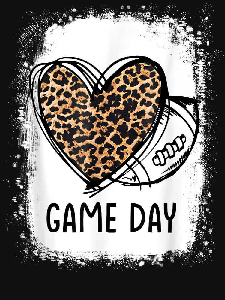 Game Day Leopard Heart Football Lovers Mom Bleached by georgebuckart