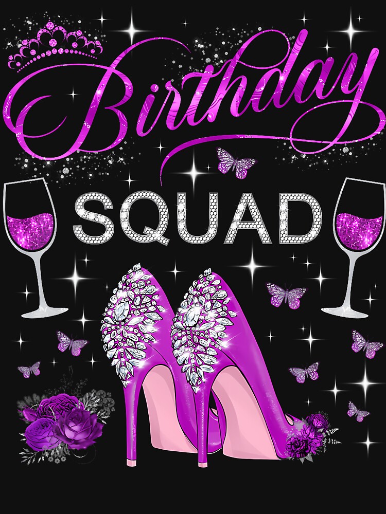 Birthday Squad Purple Butterflies High Heels Diva Squad by TysonLangosh
