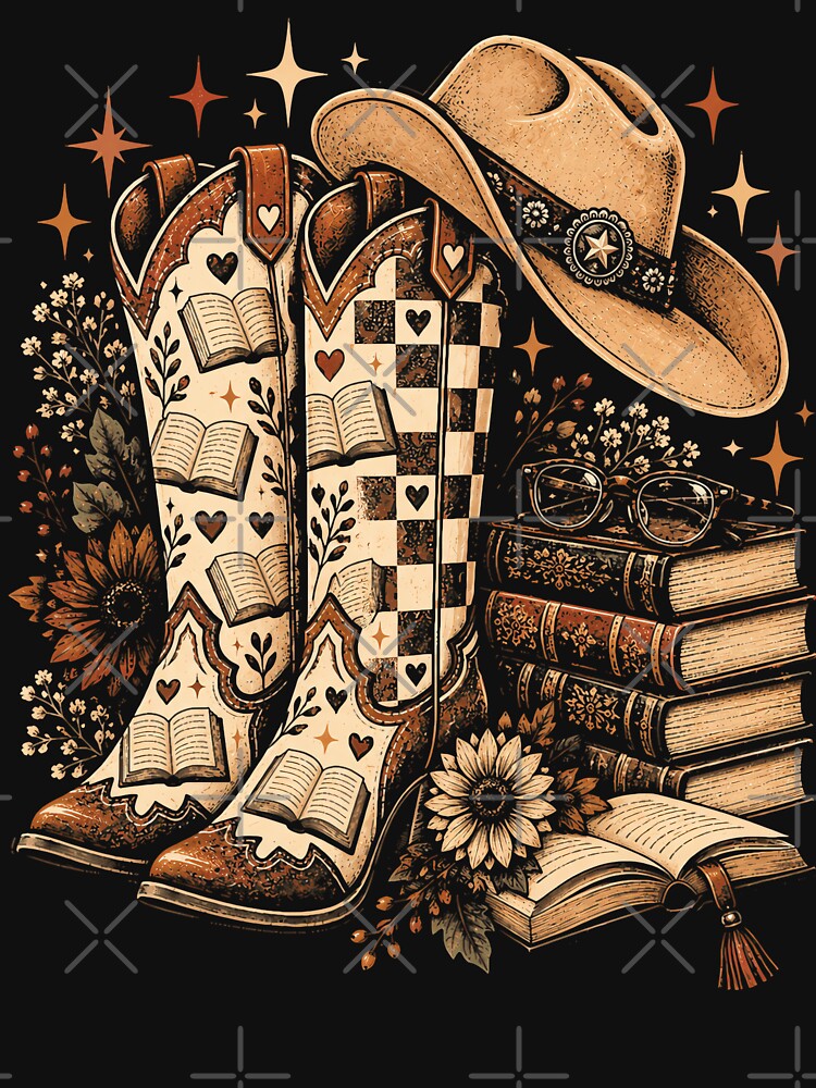 Vintage Cowgirl Book Lover Western Reading Floral Aesthetic by ArcaneArtistry