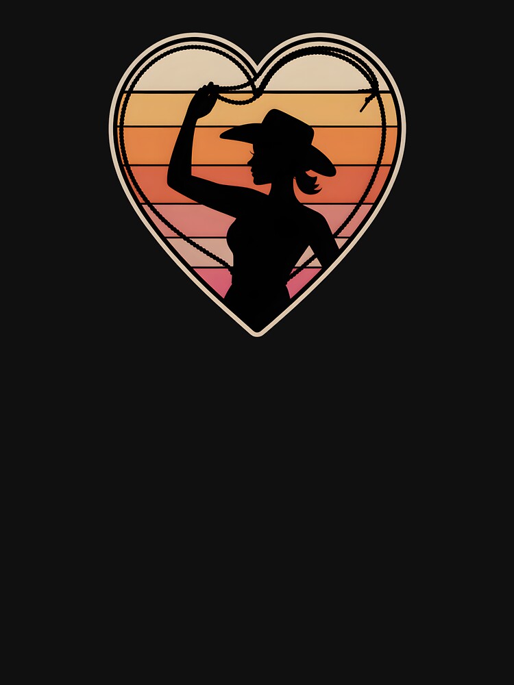 Retro Cowgirl Heart Silhouette with Lasso by Lily-and-Lyle