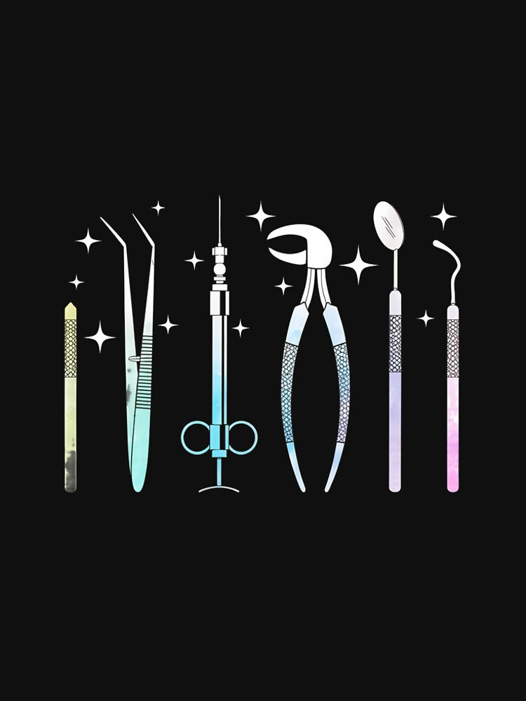 Pastel Dental Tools Sparkle Stars Design by campsderre